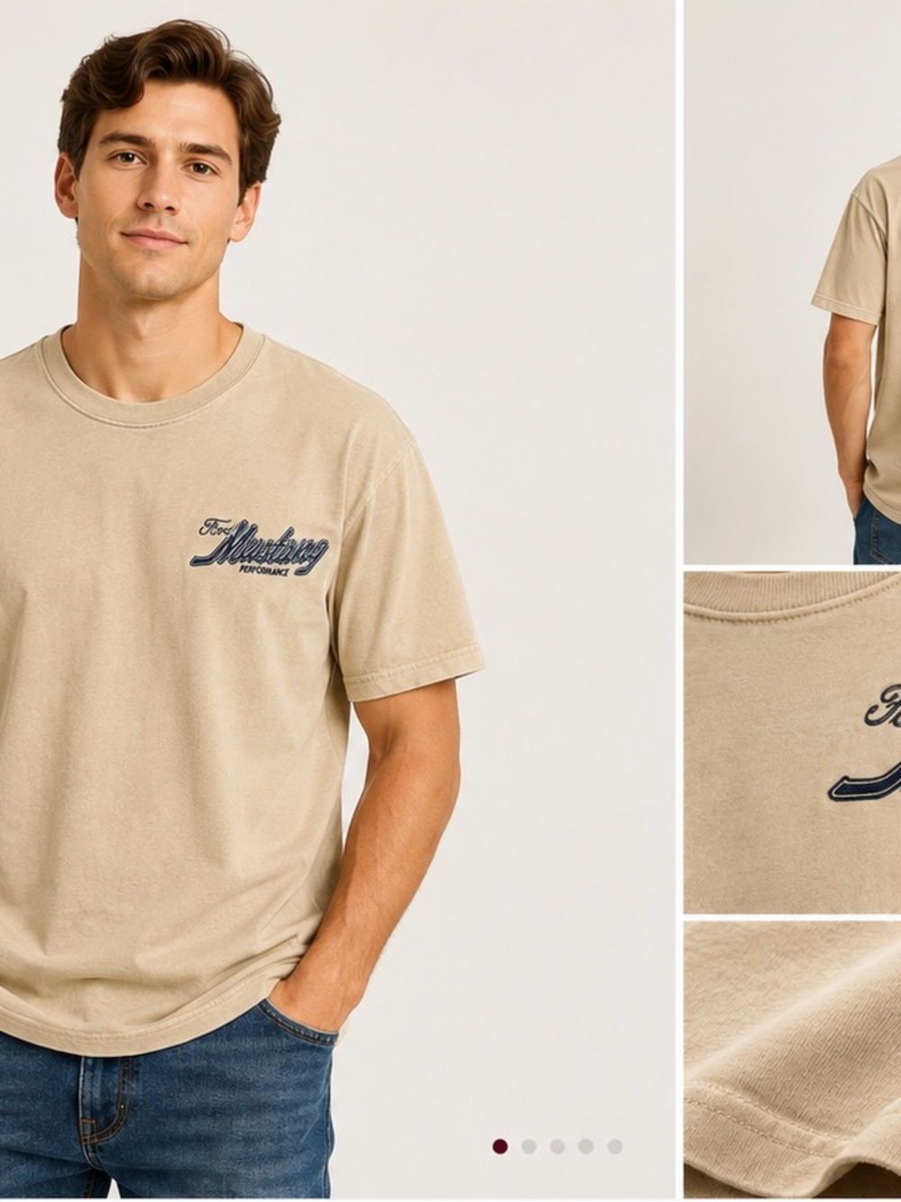 Ford Cream Short Sleeve Mustang Logo Tee